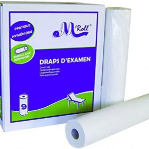 Draps d'examen point à point pure ouate 2x17.5g/m² - Carton de 9 rouleaux - 2 plis - 135 formats 50x35cm - J226PMR- Certifié France Medical Industrie