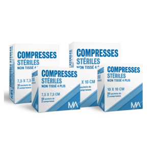 Compresses de gaze - Steriles Non Tissé 4 Plis